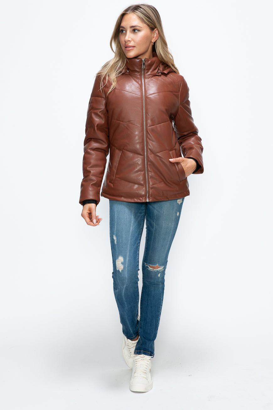 How Dare U Pocketed Zip Up Puffer Jacket with Removable Hood - TopFashionHQ