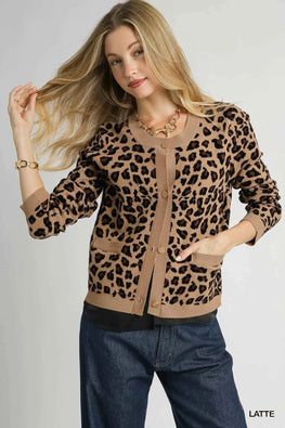 Umgee Leopard Print Button-Down Cardigan