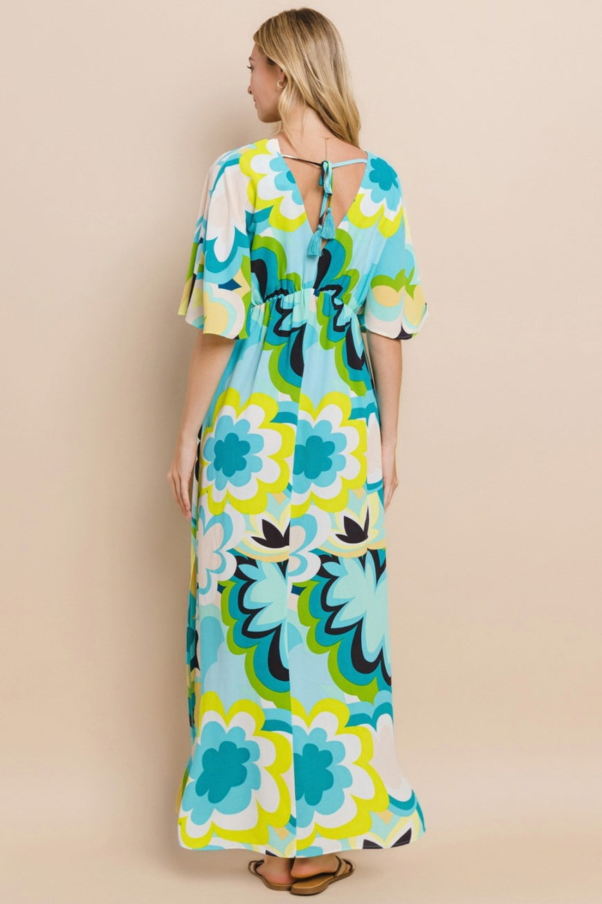 ODDI Floral Printed Slit Maxi Dress - TopFashionHQ