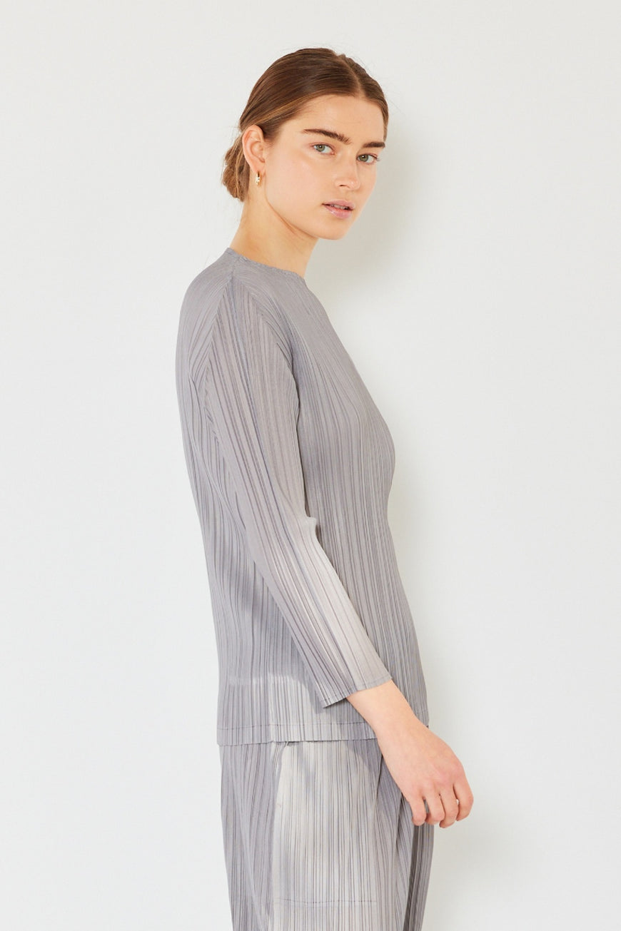 Marina West Swim Pleated Long Sleeve Boatneck Top - TopFashionHQ