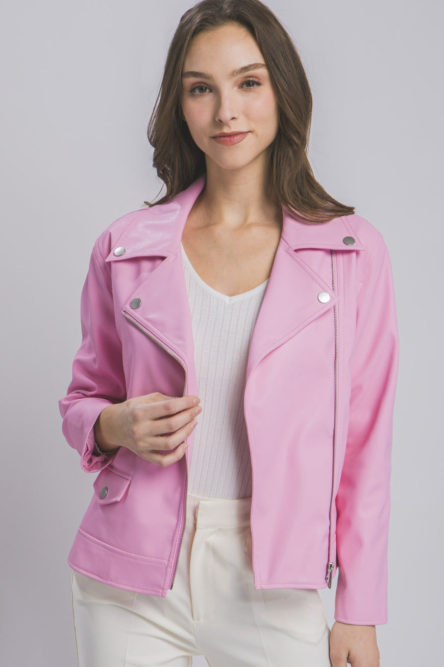 Love Tree Collared Neck Zip Up Jacket - TopFashionHQ
