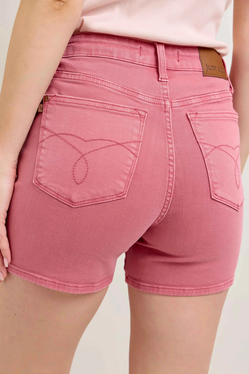 Judy Blue Pink Back Pkt Embroidery Shorts