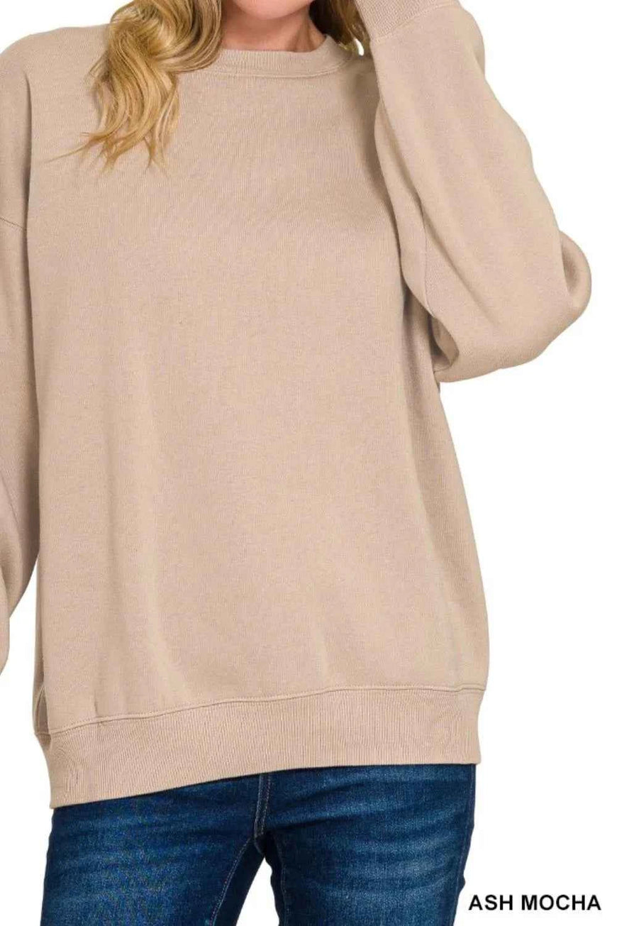 Zenana Fleece Crewneck Long Sleeve Sweatshirt