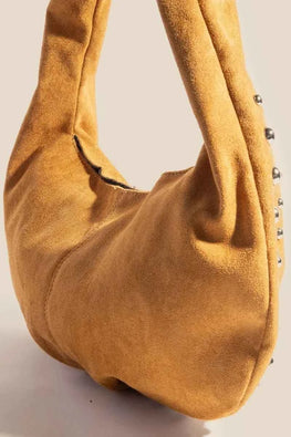 Fame Metallic Studded Faux Suede Hand Bag