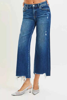 RISEN High Rise Crop Wide Leg Jeans