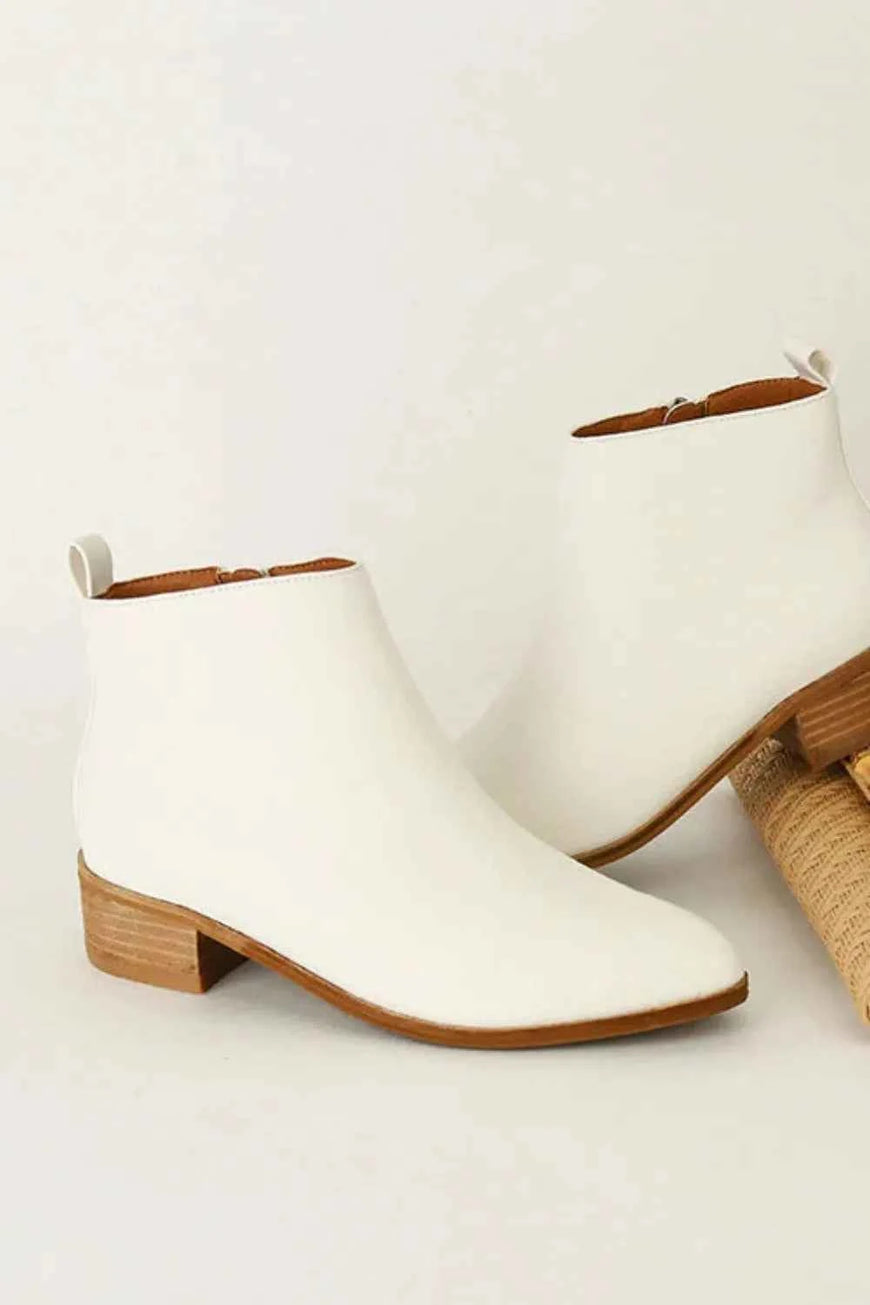 Beast Fashion PU Leather Block Heel Boots
