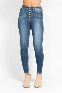 Judy Blue Full Size High Rise Button Fly Skinny Jeans Plus Size