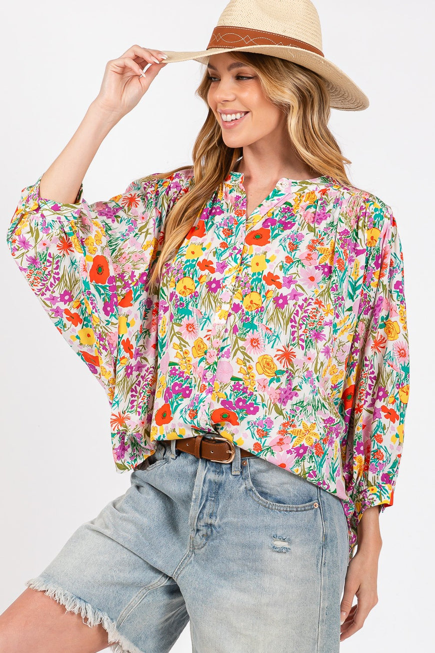 SAGE + FIG Button Down Floral Shirt - TopFashionHQ