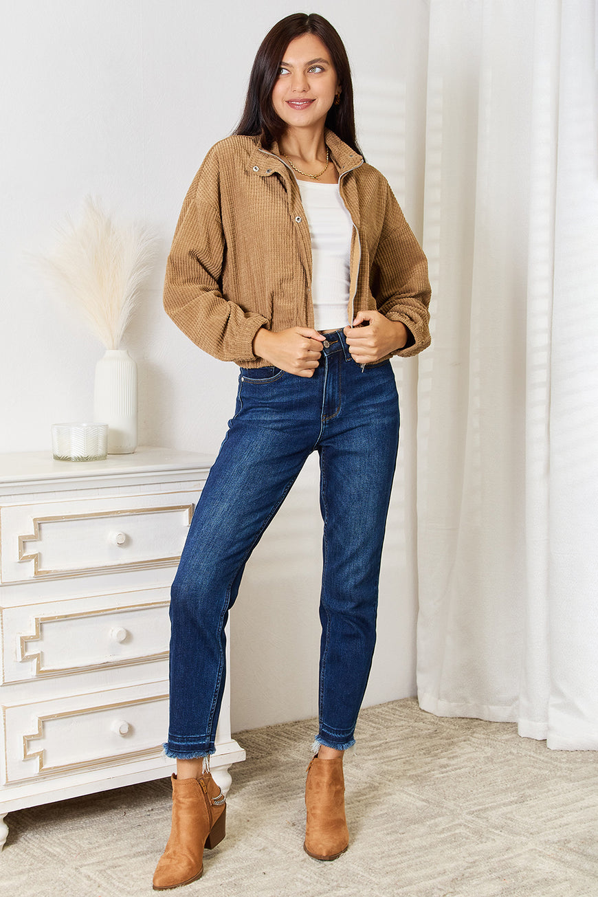 Double Take Long Sleeve Dropped Shoulder Jacket - TopFashionHQ