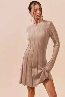 SO ME Ribbed Long Sleeve Mini Sweater Dress