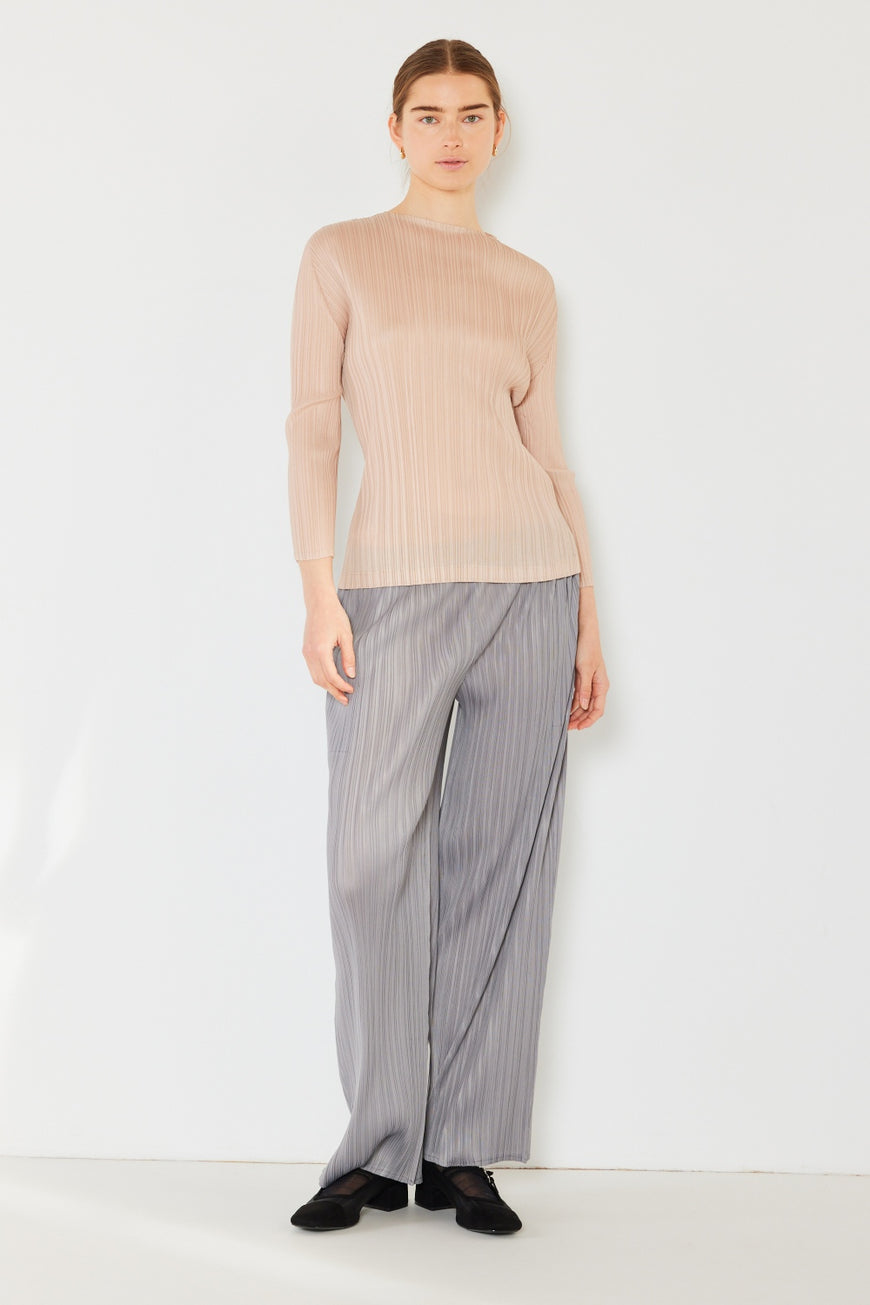 Marina West Swim Pleated Long Sleeve Boatneck Top - TopFashionHQ