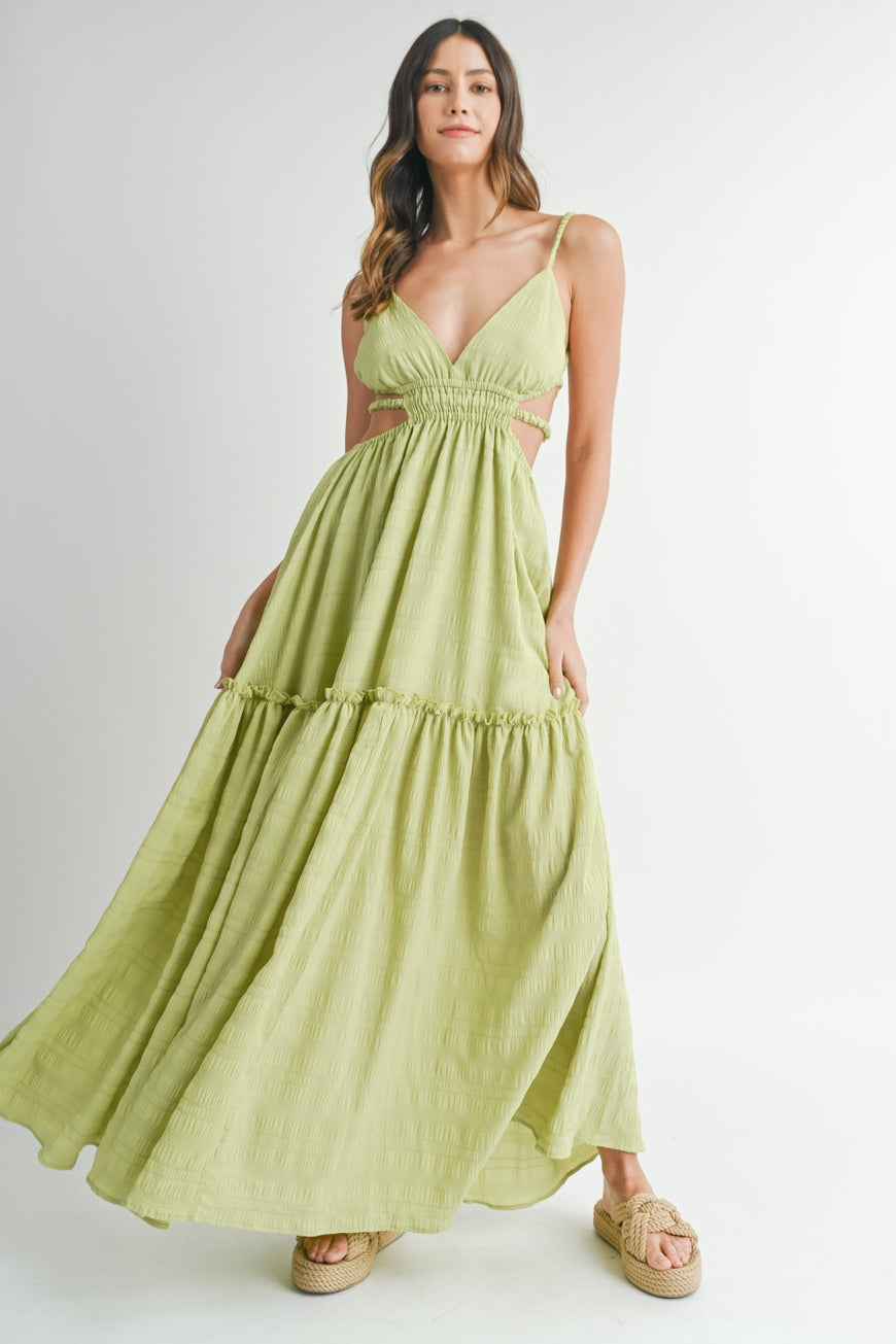 MABLE Cutout Waist Backless Maxi Dress - TopFashionHQ