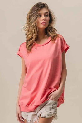 BiBi French Terry Drop Shoulder Basic Top