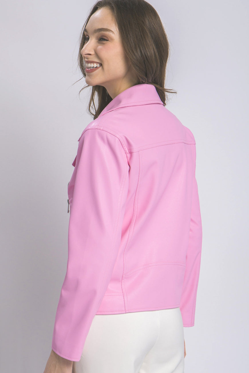 Love Tree Collared Neck Zip Up Jacket - TopFashionHQ
