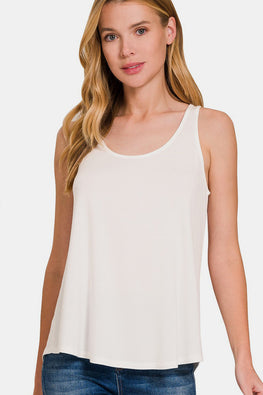 Zenana Round Neck Flowy Hem Tank