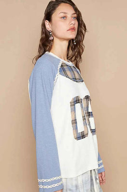 POL Plaid Number 06 Raglan Sleeve T-Shirt