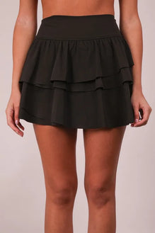 VERY J Riffled Tiered Layers Activewear Skirt with Shorts