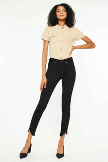 Kancan High Rise Frayed Hem Skinny Jeans