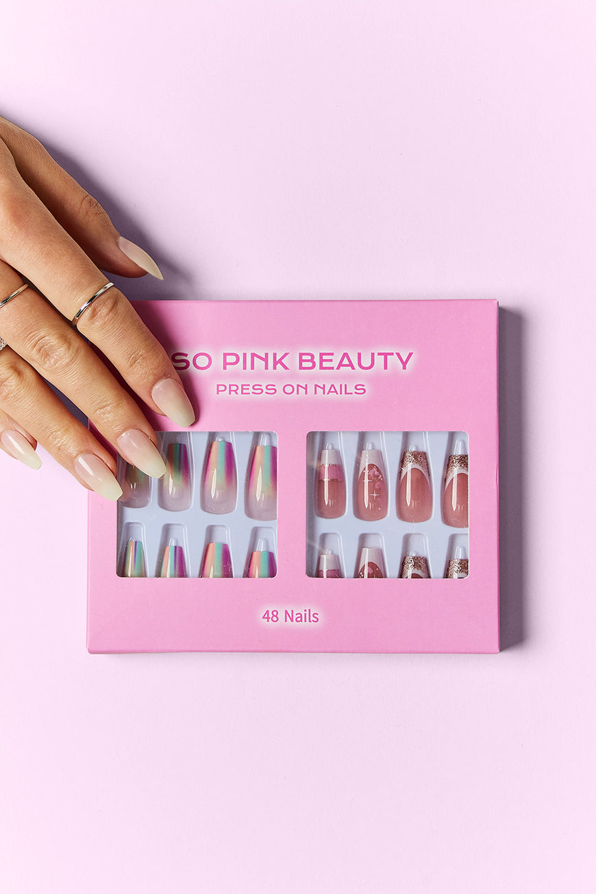 SO PINK BEAUTY Press On Nails 2 Packs - TopFashionHQ