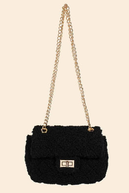 Fame Faux Fur Rectangle Crossbody Bag