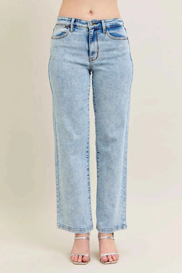 Judy Blue Full Size High Waist Stone Wash Straight Jeans Plus Size