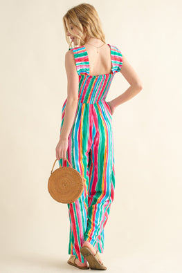 And The Why Full Size Striped Smocked Sleeveless Jumpsuit - TopFashionHQ