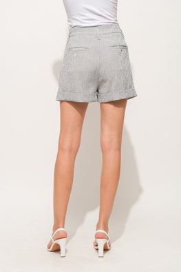 And The Why Pin Striped High Waist Rolled Shorts - TopFashionHQ