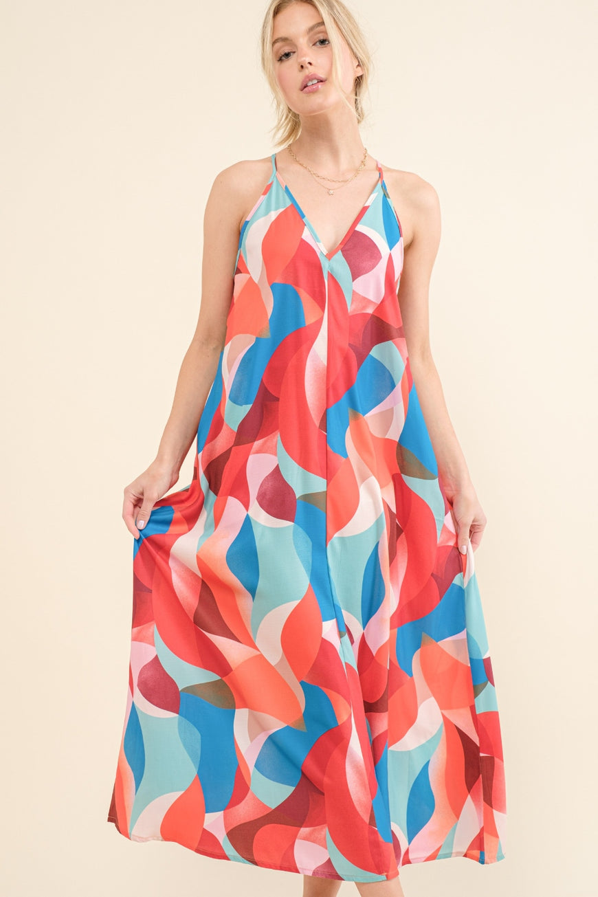 And the Why Printed Crisscross Back Cami Dress - TopFashionHQ