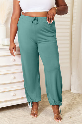 Basic Bae Full Size Soft Rayon Drawstring Waist Pants with Pockets - TopFashionHQ