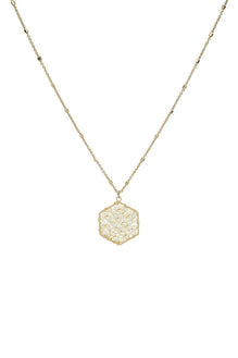 Fashion Pearl Wraps Hexagon Pendant Necklace