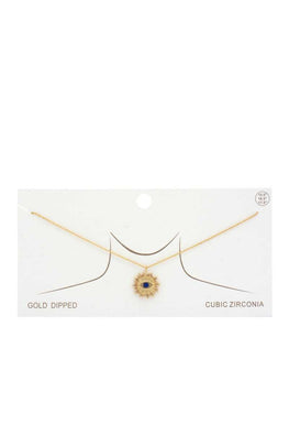 Evil Eye Sun Charm Gold Dipped Necklace