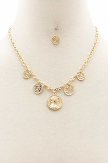 Coin Charm Oval Link Necklace