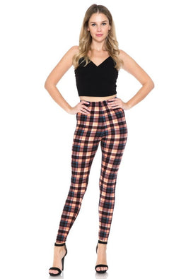 Multi Printed, High Waisted, Leggings With An Elasticized Waist Band