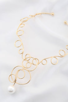 Pearl Swirl Metal Necklace