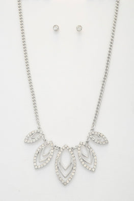 Marquise Rhinestone Link Metal Necklace