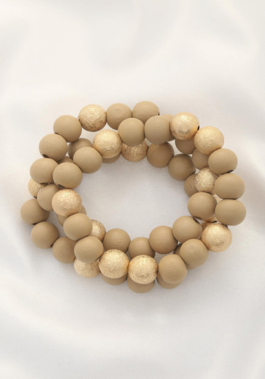 Metal Wood Bead Bracelet