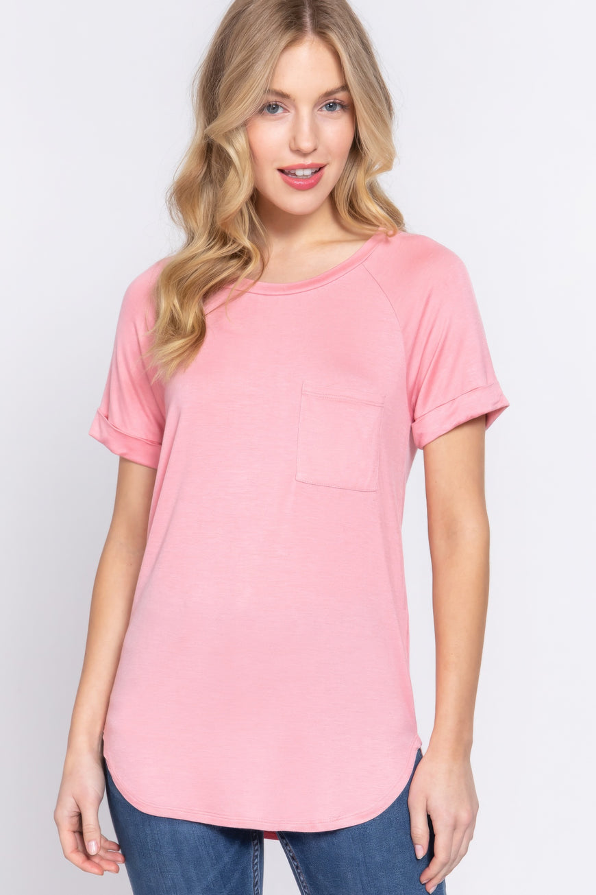 Short Raglan Slv Rayon Jersey Top