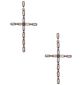 Multi Stone Pattern Cross Metal Earring