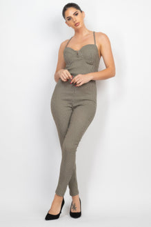 Plaid Sleeveless Zippered Jumpsuit