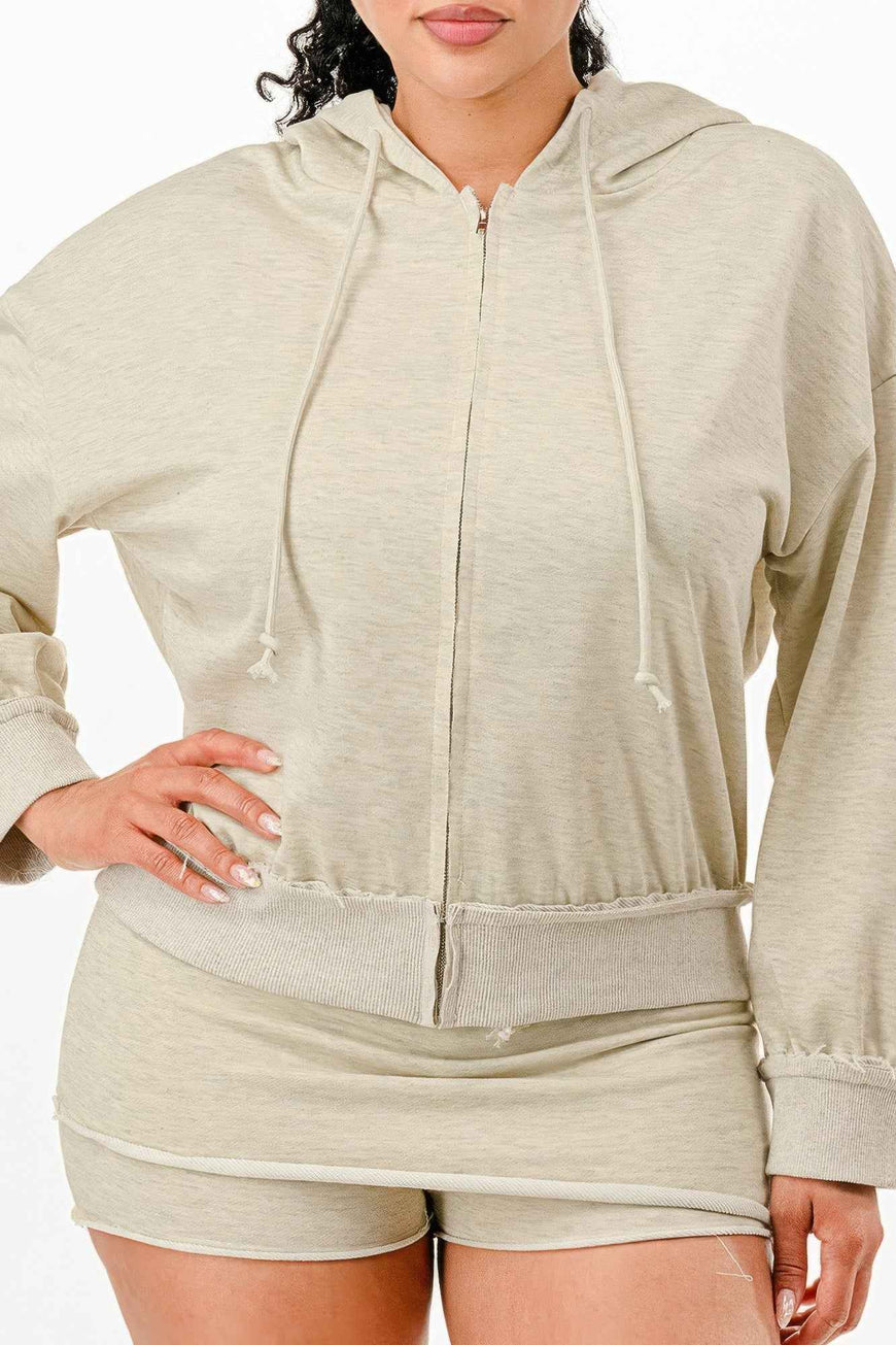 Zipped Hooded Jacket And Skort Set