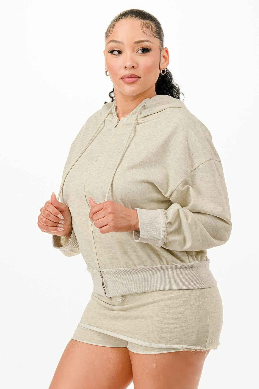 Zipped Hooded Jacket And Skort Set