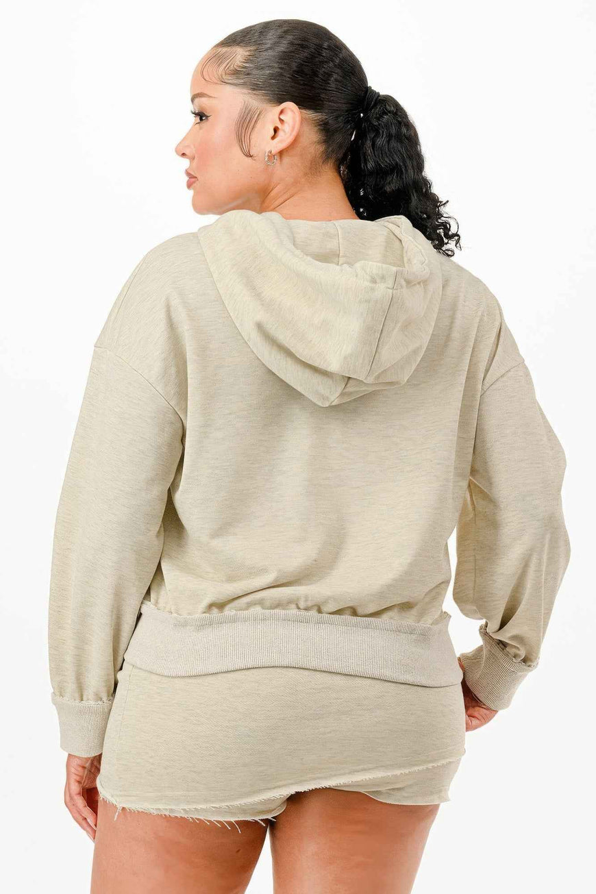 Zipped Hooded Jacket And Skort Set