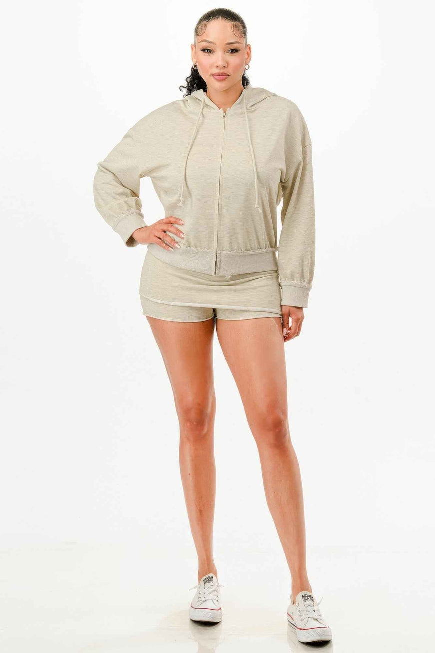 Zipped Hooded Jacket And Skort Set