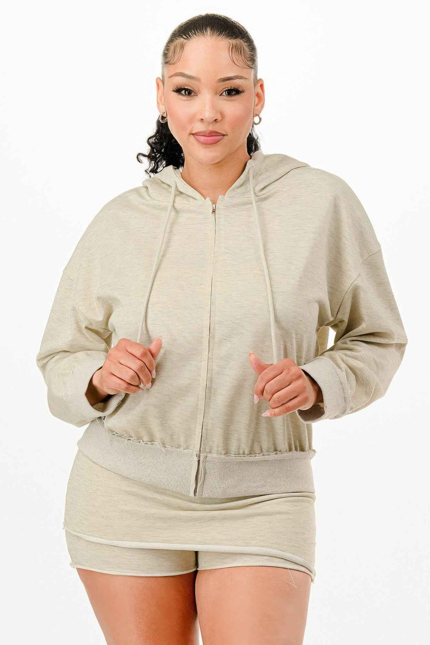 Zipped Hooded Jacket And Skort Set