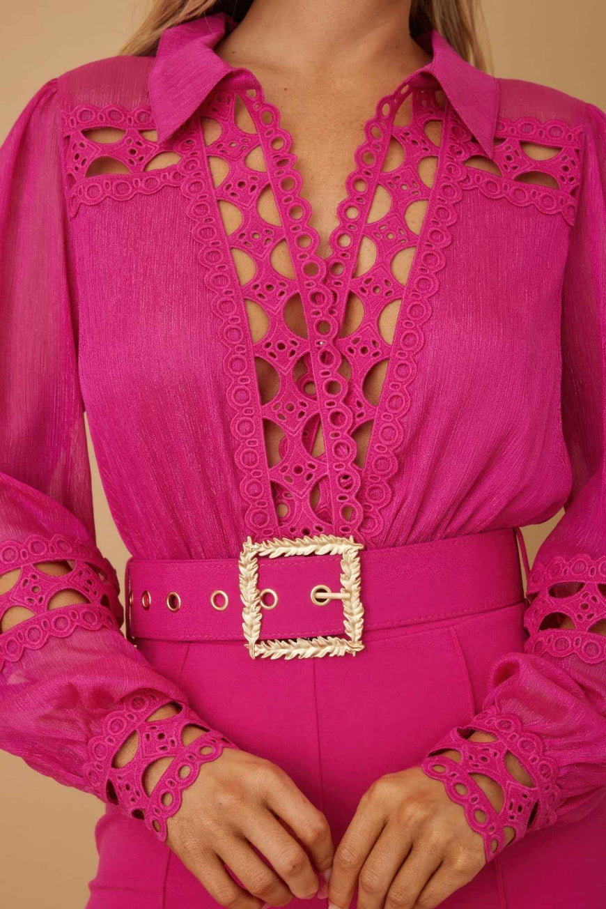 Crochet Detailed Woven Top Fashon Jumpsuit