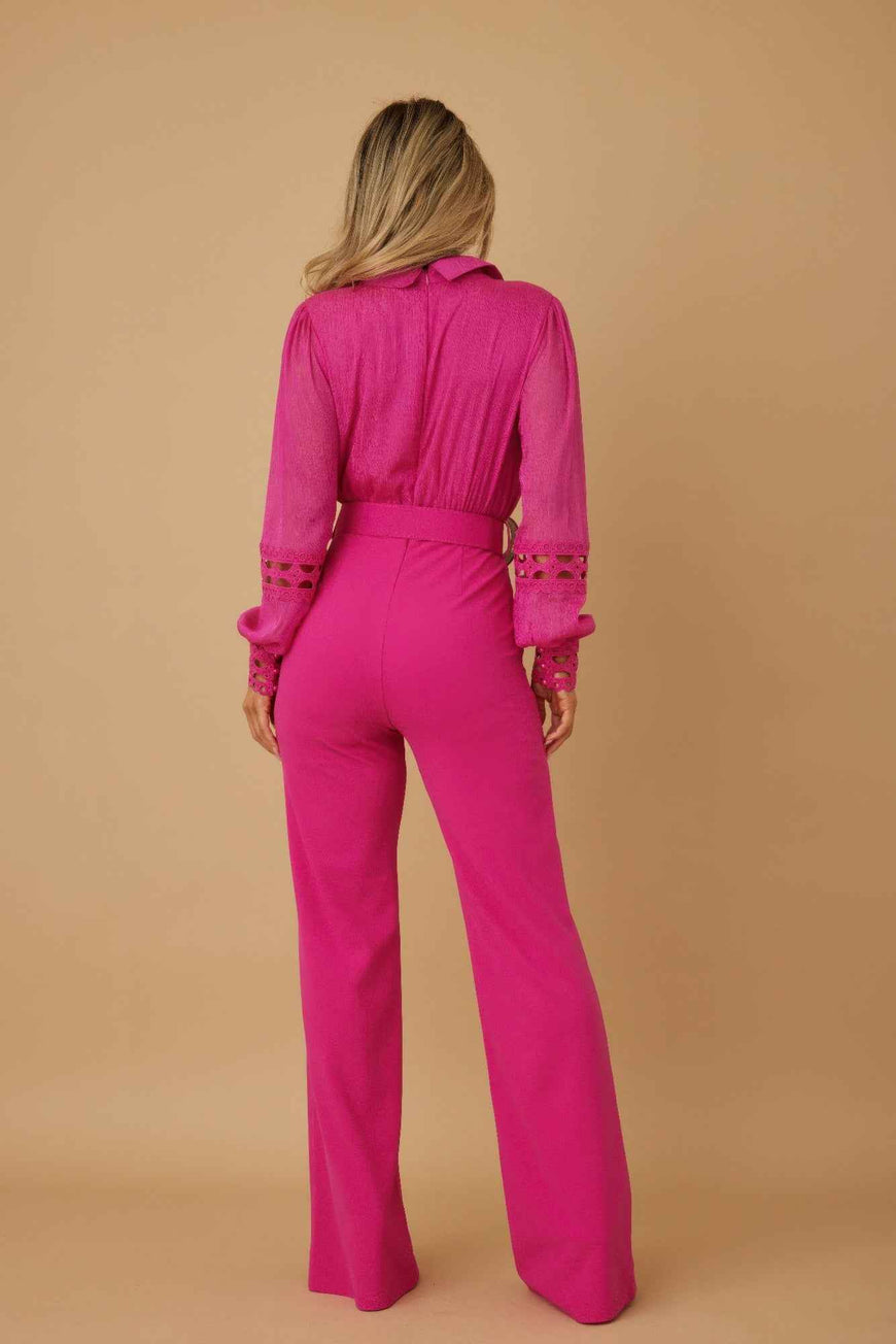 Crochet Detailed Woven Top Fashon Jumpsuit