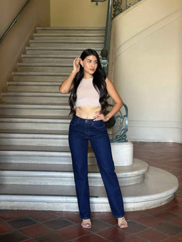 High Waist Vintage Straight Leg Denim Jeans