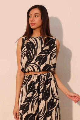 Lucca Leaf Bubble Crop Top