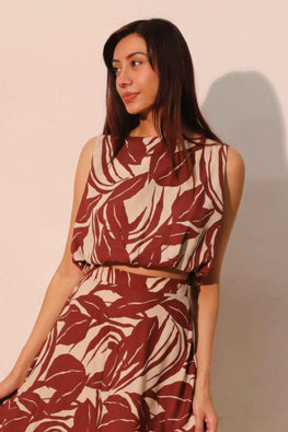 Lucca Leaf Bubble Crop Top