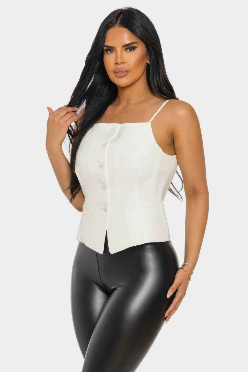 Ivory Chic Button-up Corset Top